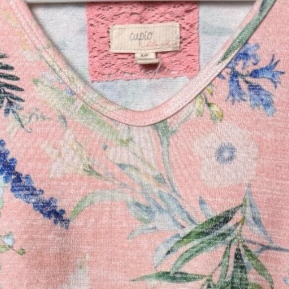 Cupio Blush Womens Short Sleeve Floral Print  v Front Flutter Sleeve Blouse Sz S - Picture 4 of 8